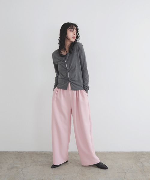 LIAN（リアン）の「メニータックカラーパンツ（スラックス・レディース・ブラック/ピンク/ブラウン/イエロー・FREE）」の12枚目の写真