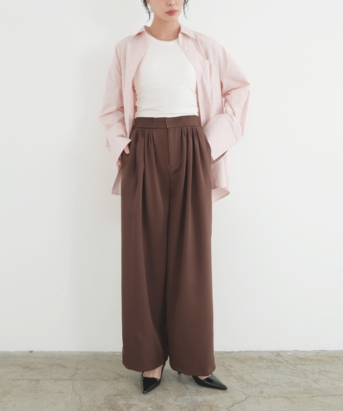 LIAN（リアン）の「メニータックカラーパンツ（スラックス・レディース・ブラック/ピンク/ブラウン/イエロー・FREE）」の16枚目の写真