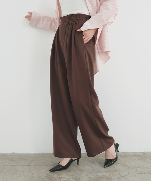 LIAN（リアン）の「メニータックカラーパンツ（スラックス・レディース・ブラック/ピンク/ブラウン/イエロー・FREE）」の17枚目の写真