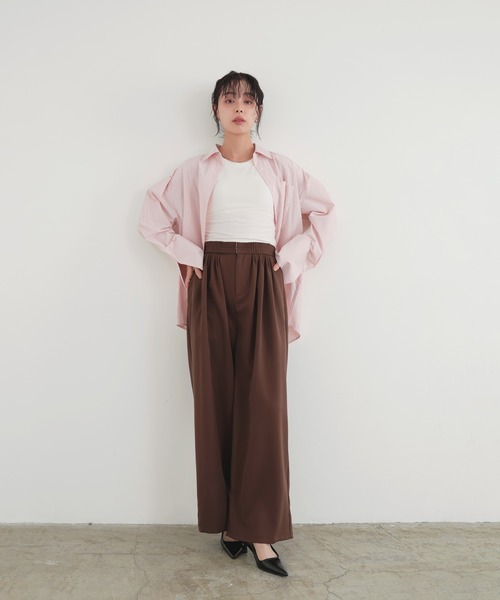 LIAN（リアン）の「メニータックカラーパンツ（スラックス・レディース・ブラック/ピンク/ブラウン/イエロー・FREE）」の18枚目の写真