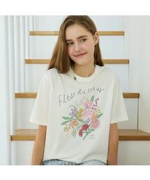 [ノンローカル x ソルチ] フラワーガーデン手描きTシャツ - ホワイト