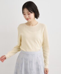 【洗える/透かし編み】スカラッププルオーバーニット