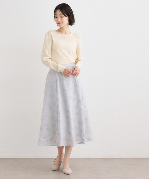 LAURA ASHLEY(ローラアシュレイ)の「【洗える/透かし編み】スカラッププルオーバーニット(ニット/セーター・レディース・オフホワイト/ライトグレー系9/ネイビー・38/40)」の6枚目の写真