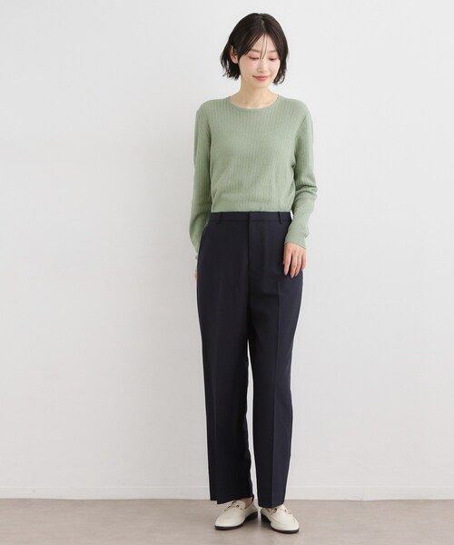 LAURA ASHLEY(ローラアシュレイ)の「【洗える/透かし編み】スカラッププルオーバーニット(ニット/セーター・レディース・オフホワイト/ライトグレー系9/ネイビー・38/40)」の9枚目の写真