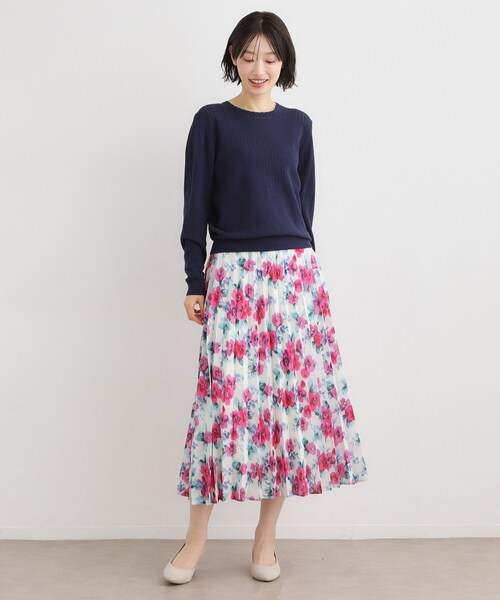 LAURA ASHLEY(ローラアシュレイ)の「【洗える/透かし編み】スカラッププルオーバーニット(ニット/セーター・レディース・オフホワイト/ライトグレー系9/ネイビー・38/40)」の13枚目の写真