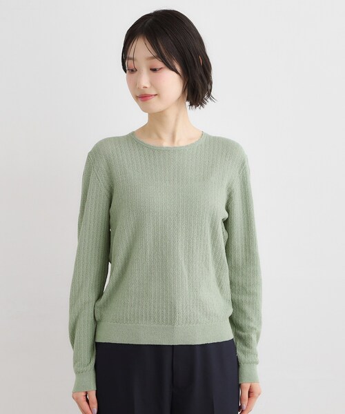 LAURA ASHLEY(ローラアシュレイ)の「【洗える/透かし編み】スカラッププルオーバーニット(ニット/セーター・レディース・オフホワイト/ライトグレー系9/ネイビー・38/40)」の16枚目の写真