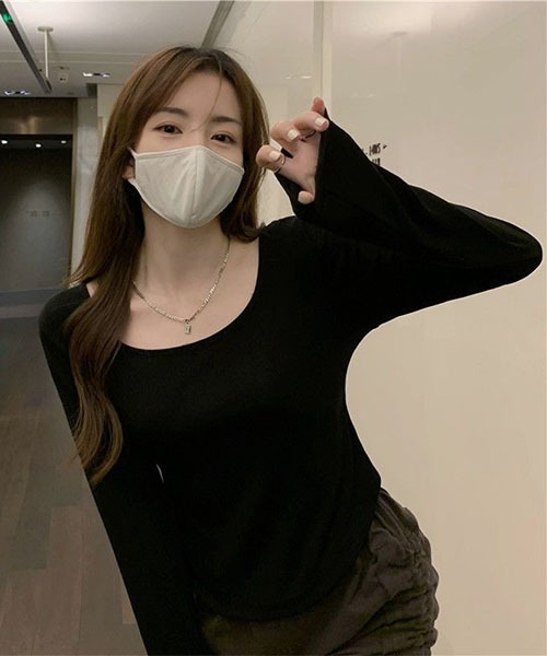 gossip！ロサンゼルス（ゴシップロサンゼルス）の「ロングスリーブプレーンＴシャツ（Tシャツ/カットソー・レディース・チャコールグレー/ホワイト/ブラック・S）」の14枚目の写真