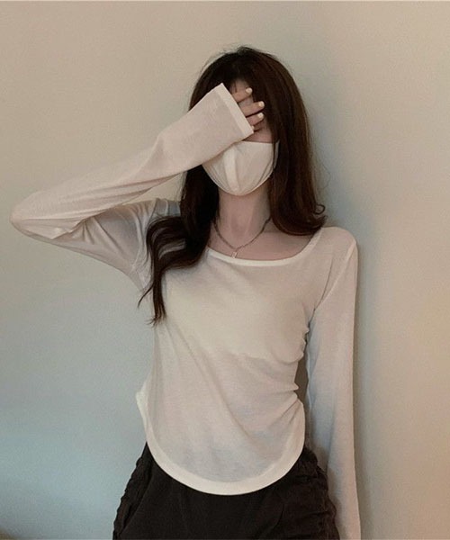 gossip！ロサンゼルス（ゴシップロサンゼルス）の「ロングスリーブプレーンＴシャツ（Tシャツ/カットソー・レディース・チャコールグレー/ホワイト/ブラック・S）」の9枚目の写真