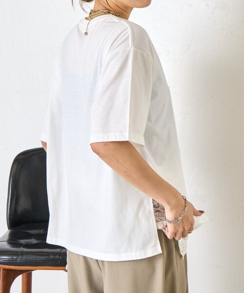Jena espace merveilleux(ジェナ エスパスメルヴェイユ)の「【着るだけ主役】アートプリントスリットT(Tシャツ/カットソー・レディース・オフホワイト/グレー・FREE)」の15枚目の写真