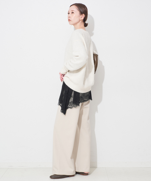 SLOBE IENA(スローブイエナ)の「《追加5》レースコンビカットソー(Tシャツ/カットソー・レディース・ブラック/ホワイト・FREE)」の9枚目の写真