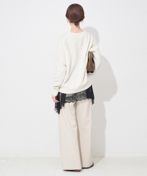 SLOBE IENA(スローブイエナ)の「《追加5》レースコンビカットソー(Tシャツ/カットソー・レディース・ブラック/ホワイト・FREE)」の10枚目の写真