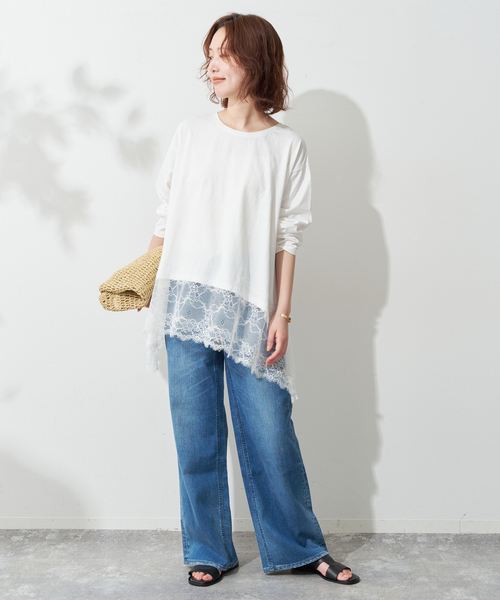 SLOBE IENA(スローブイエナ)の「《追加5》レースコンビカットソー(Tシャツ/カットソー・レディース・ブラック/ホワイト・FREE)」の15枚目の写真