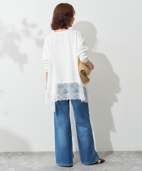 SLOBE IENA(スローブイエナ)の「《追加5》レースコンビカットソー(Tシャツ/カットソー・レディース・ブラック/ホワイト・FREE)」の16枚目の写真