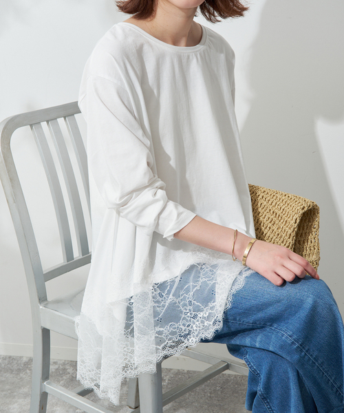 SLOBE IENA(スローブイエナ)の「《追加5》レースコンビカットソー(Tシャツ/カットソー・レディース・ブラック/ホワイト・FREE)」の17枚目の写真