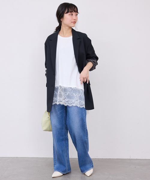 SLOBE IENA(スローブイエナ)の「《追加5》レースコンビカットソー(Tシャツ/カットソー・レディース・ブラック/ホワイト・FREE)」の18枚目の写真