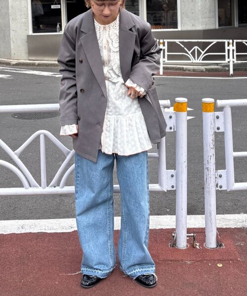 HELLO.SANFRANCISCO（ハローサンフランシスコ）の「【HELLO.SANFRANCISCO】フリルレースチュニックブラウス（シャツ/ブラウス・レディース・ピンク/ホワイト/サックスブルー・ONE SIZE）」の7枚目の写真