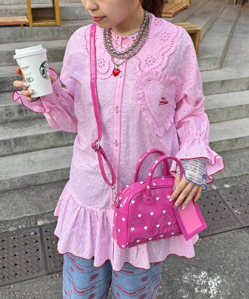 HELLO.SANFRANCISCO（ハローサンフランシスコ）の「【HELLO.SANFRANCISCO】フリルレースチュニックブラウス（シャツ/ブラウス・レディース・ピンク/ホワイト/サックスブルー・ONE SIZE）」の11枚目の写真