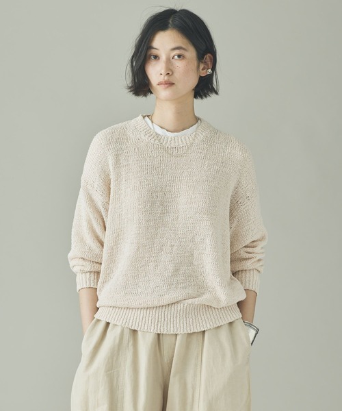 Curensology（カレンソロジー）の「Curensology(カレンソロジー)/ルーズニットプルオーバー（ニット/セーター・レディース・ベージュ/ホワイト/ブラック・FREE）」の4枚目の写真