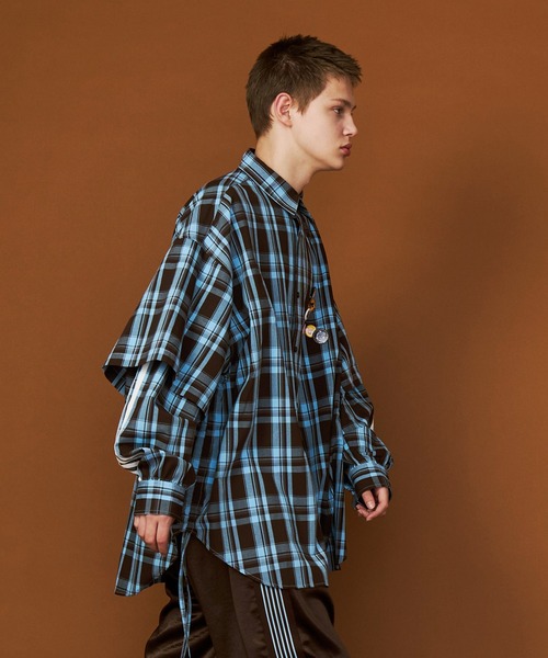 SeeSew(シーソー)の「【UNISEX】CHECK LINE OVER SHIRTS with BADGE/チェックラインオーバーシャツ缶バッジ付(シャツ/ブラウス・メンズ・ネイビー/ブラウン・M/L)」の19枚目の写真