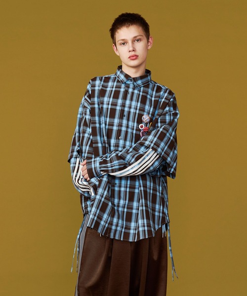 シャツ+ブラウス(長袖+七分) YOOU Check over shirt Check over shirt【Blue】 – YOOU