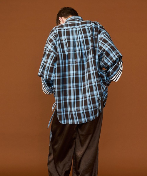 SeeSew(シーソー)の「【UNISEX】CHECK LINE OVER SHIRTS with BADGE/チェックラインオーバーシャツ缶バッジ付(シャツ/ブラウス・メンズ・ネイビー/ブラウン・M/L)」の17枚目の写真