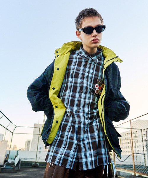 SeeSew(シーソー)の「【UNISEX】CHECK LINE OVER SHIRTS with BADGE/チェックラインオーバーシャツ缶バッジ付(シャツ/ブラウス・メンズ・ネイビー/ブラウン・M/L)」の15枚目の写真