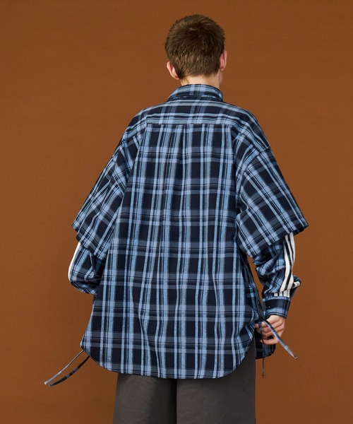 SeeSew(シーソー)の「【UNISEX】CHECK LINE OVER SHIRTS with BADGE/チェックラインオーバーシャツ缶バッジ付(シャツ/ブラウス・メンズ・ネイビー/ブラウン・M/L)」の11枚目の写真