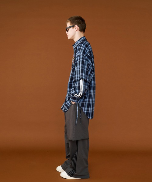SeeSew(シーソー)の「【UNISEX】CHECK LINE OVER SHIRTS with BADGE/チェックラインオーバーシャツ缶バッジ付(シャツ/ブラウス・メンズ・ネイビー/ブラウン・M/L)」の14枚目の写真