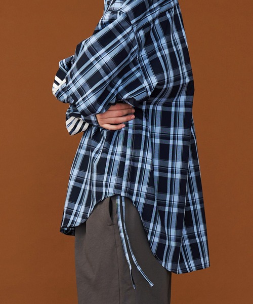 シャツ+ブラウス(長袖+七分) YOOU Check over shirt Check over shirt【Blue】 – YOOU