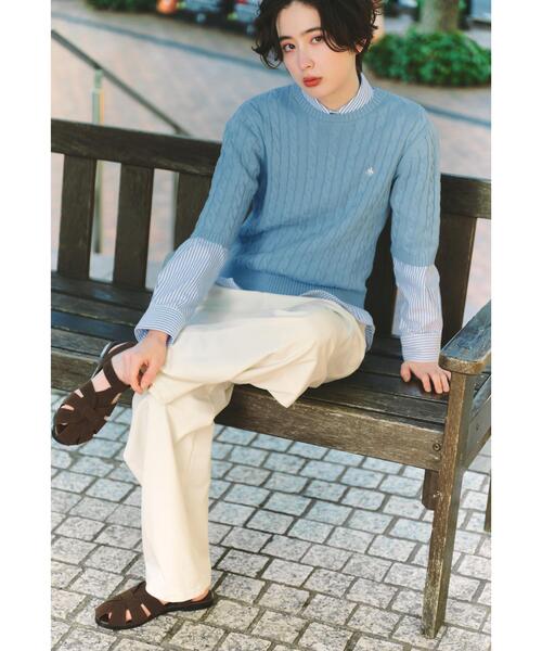 THE SHOP TK (ザ ショップ ティーケー )の「【POLO BCS 別注】5分袖ケーブルニット(ニット/セーター・レディース・ベビーピンク/ネイビー/ライトブルー・12/13)」の5枚目の写真