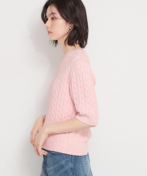 THE SHOP TK (ザ ショップ ティーケー )の「【POLO BCS 別注】5分袖ケーブルニット(ニット/セーター・レディース・ベビーピンク/ネイビー/ライトブルー・12/13)」の4枚目の写真