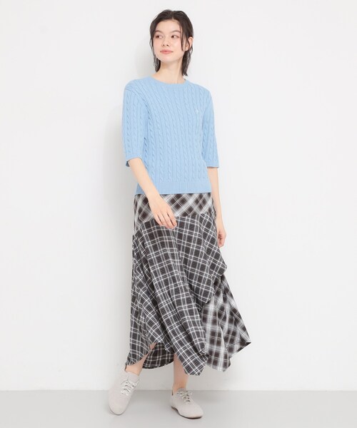 THE SHOP TK (ザ ショップ ティーケー )の「【POLO BCS 別注】5分袖ケーブルニット(ニット/セーター・レディース・ベビーピンク/ネイビー/ライトブルー・12/13)」の22枚目の写真
