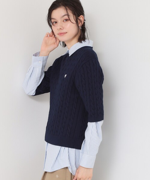 THE SHOP TK (ザ ショップ ティーケー )の「【POLO BCS 別注】5分袖ケーブルニット(ニット/セーター・レディース・ベビーピンク/ネイビー/ライトブルー・12/13)」の20枚目の写真