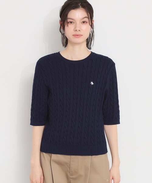 THE SHOP TK (ザ ショップ ティーケー )の「【POLO BCS 別注】5分袖ケーブルニット(ニット/セーター・レディース・ベビーピンク/ネイビー/ライトブルー・12/13)」の15枚目の写真