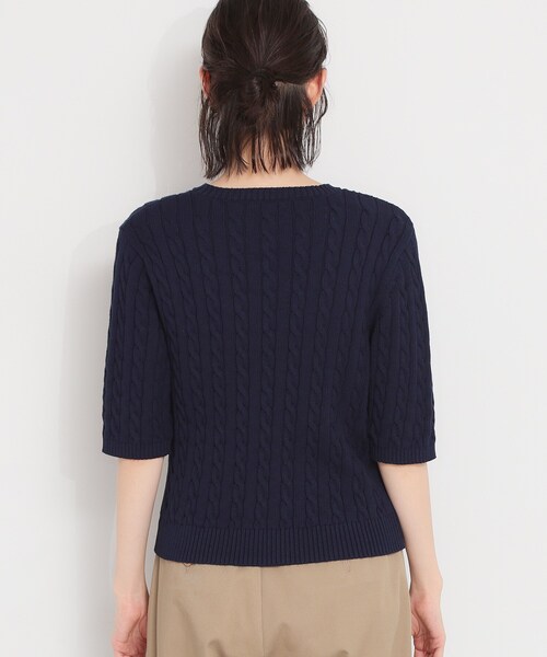 THE SHOP TK (ザ ショップ ティーケー )の「【POLO BCS 別注】5分袖ケーブルニット(ニット/セーター・レディース・ベビーピンク/ネイビー/ライトブルー・12/13)」の13枚目の写真