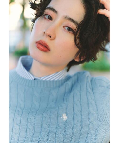THE SHOP TK (ザ ショップ ティーケー )の「【POLO BCS 別注】5分袖ケーブルニット(ニット/セーター・レディース・ベビーピンク/ネイビー/ライトブルー・12/13)」の10枚目の写真