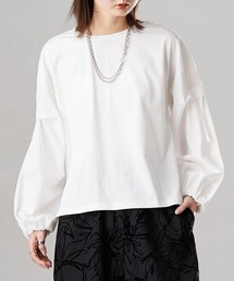 異素材切替シャーリング袖デザイン長袖Ｔシャツ　［Soiunique］