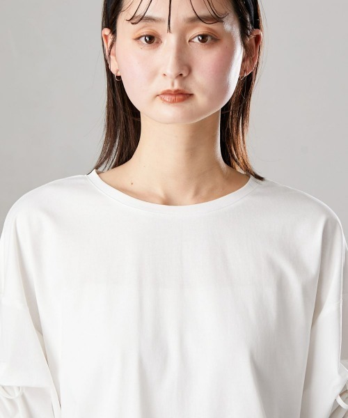 Soiunique（スワユニーク）の「異素材切替シャーリング袖デザイン長袖Ｔシャツ　［Soiunique］（Tシャツ/カットソー・レディース・オフホワイト/ブラック・L/M）」の21枚目の写真
