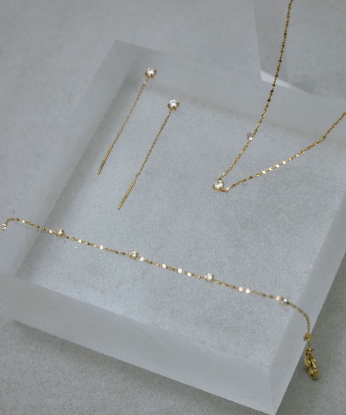 CENE(セネ)の「【CENE】セネ/チェーンドロップジルコニアピアス(ピアス(両耳用)・レディース・シルバー/ゴールド・FREE)」の5枚目の写真