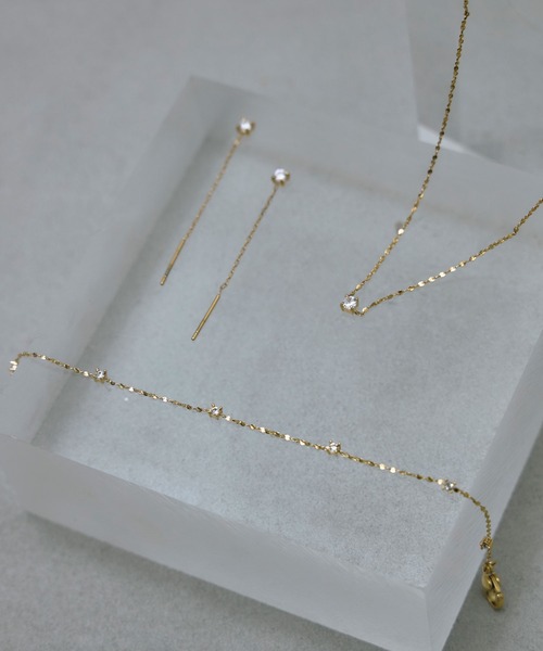 CENE(セネ)の「【CENE】セネ/チェーンドロップジルコニアピアス(ピアス(両耳用)・レディース・シルバー/ゴールド・FREE)」の6枚目の写真