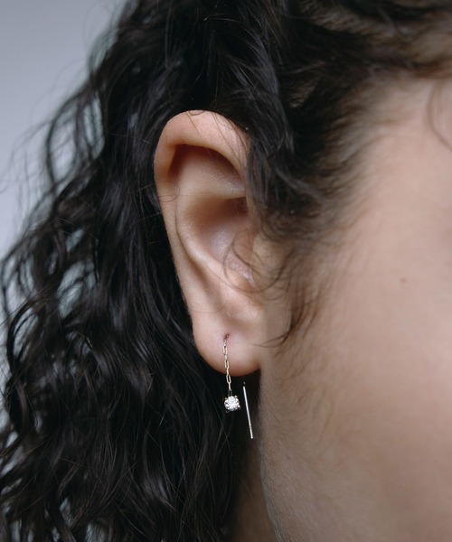 CENE(セネ)の「【CENE】セネ/チェーンドロップジルコニアピアス(ピアス(両耳用)・レディース・シルバー/ゴールド・FREE)」の3枚目の写真