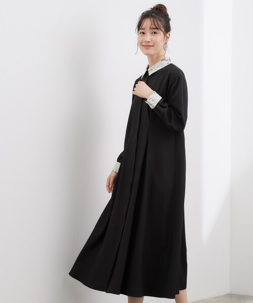 grove(グローブ)の「晴れの日にも映える、品よく華やかなシャツワンピース(ワンピース・レディース・ネイビー/グレー/ブラック・05/04/03/02/01)」の2枚目の写真