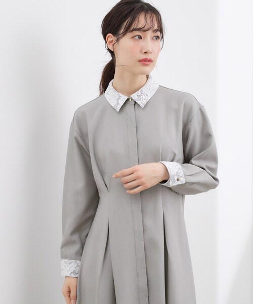 grove(グローブ)の「晴れの日にも映える、品よく華やかなシャツワンピース(ワンピース・レディース・ネイビー/グレー/ブラック・05/04/03/02/01)」の13枚目の写真