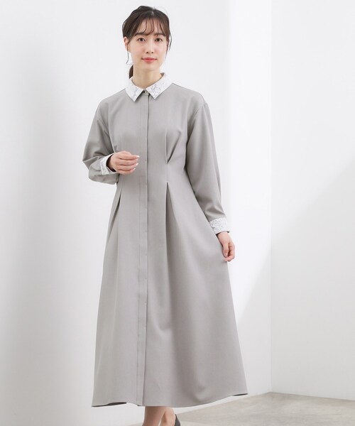 grove(グローブ)の「晴れの日にも映える、品よく華やかなシャツワンピース(ワンピース・レディース・ネイビー/グレー/ブラック・05/04/03/02/01)」の14枚目の写真