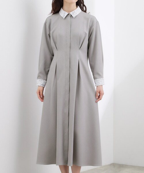 grove(グローブ)の「晴れの日にも映える、品よく華やかなシャツワンピース(ワンピース・レディース・ネイビー/グレー/ブラック・05/04/03/02/01)」の7枚目の写真
