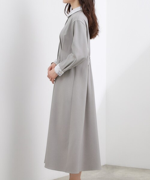 grove(グローブ)の「晴れの日にも映える、品よく華やかなシャツワンピース(ワンピース・レディース・ネイビー/グレー/ブラック・05/04/03/02/01)」の8枚目の写真