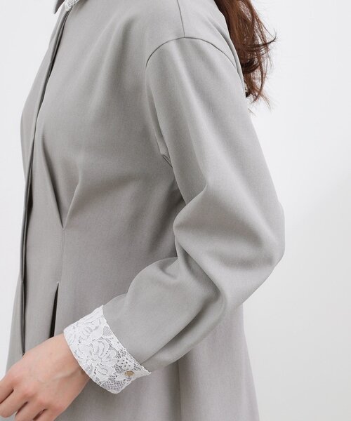 grove(グローブ)の「晴れの日にも映える、品よく華やかなシャツワンピース(ワンピース・レディース・ネイビー/グレー/ブラック・05/04/03/02/01)」の11枚目の写真