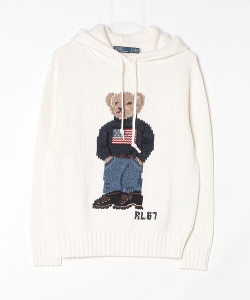 POLO RALPH LAUREN(ポロ ラルフ ローレン)の「Polo ベア フーデッド セーター(パーカー・レディース・ナチュラル・S/M/L/XS)」の3枚目の写真