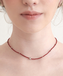 HALDEN（ハルデン）の「beads silver ball necklace (N033_burgundy)（ネックレス）」