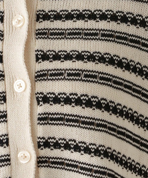 RAGEBLUE(レイジブルー)の「アイレット編み/ボーダーフリルニットカーディガン(カーディガン/ボレロ・レディース・ホワイト/グレー・FREE)」の17枚目の写真
